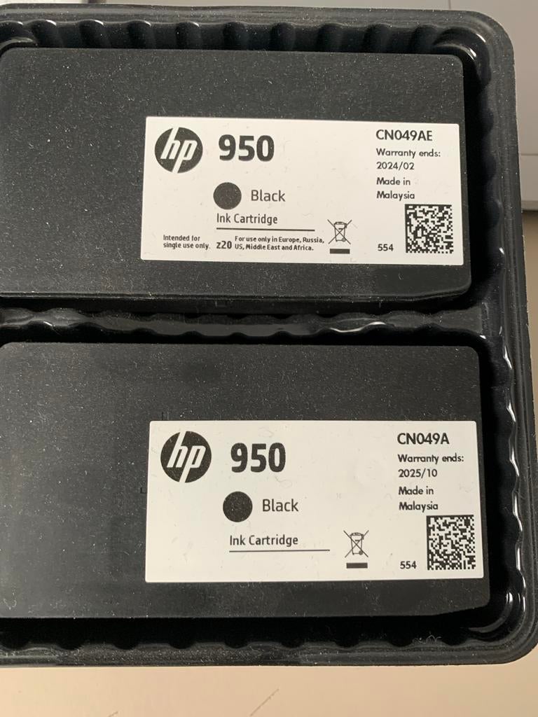 2 stuks HP 950 XL Zwart Cartridge - Nieuw, Computers en Software, Printerbenodigdheden, Ophalen of Verzenden, Nieuw, Cartridge