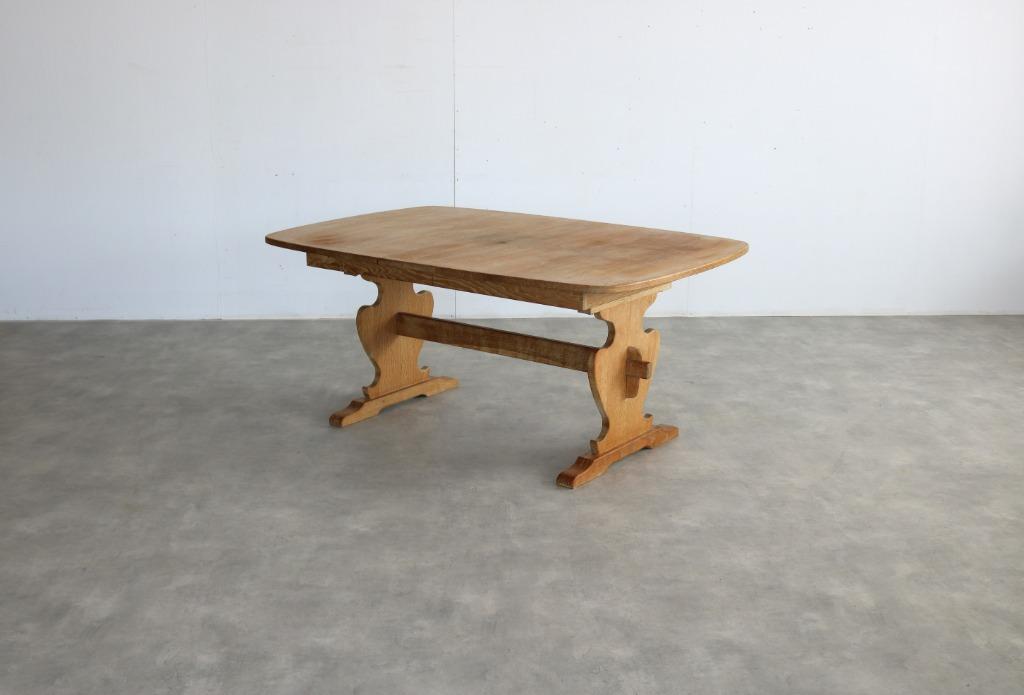 brutalist eettafel | vintage tafel | eiken | verlengbaar, Huis en Inrichting, Tafels | Eettafels, Gebruikt, ., Eikenhout, Vijf personen of meer