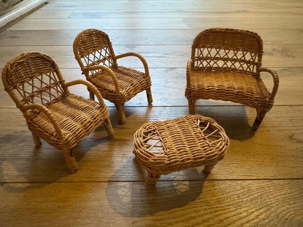 Barbie Rotan Stoeltjes en Tafeltje, Ophalen of Verzenden