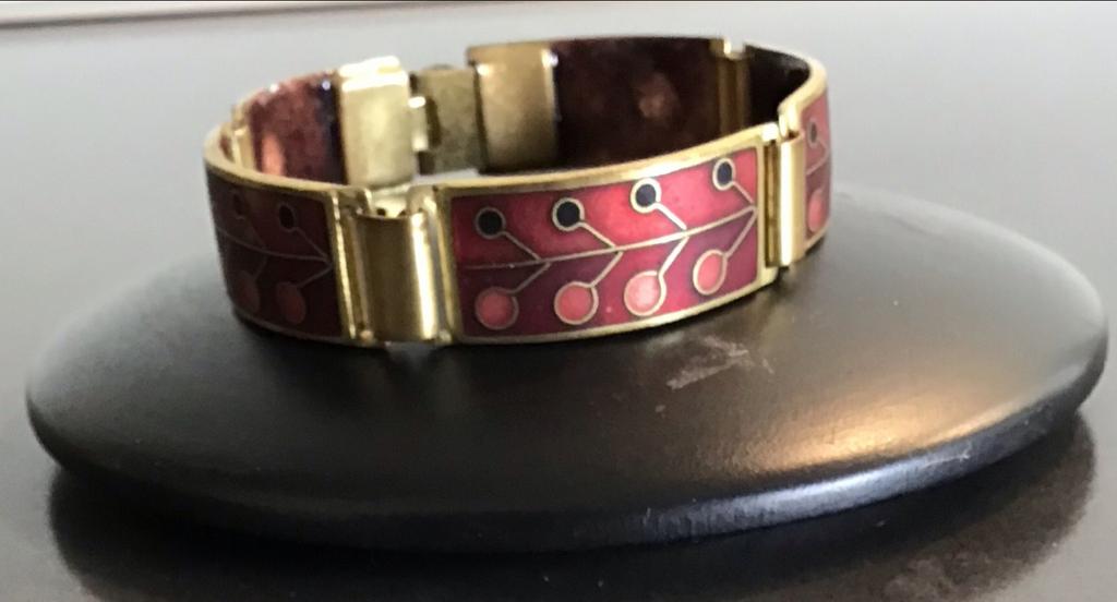 Emaille Cloisonné Armband - Karl Schibensky, Ophalen of Verzenden, Gebruikt, Rood, Overige materialen