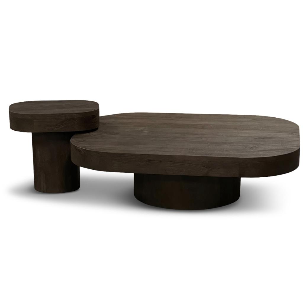 Salon tafel in bruin japandi stijl set van 2, Ophalen, Japandi, 100 tot 150 cm, Nieuw