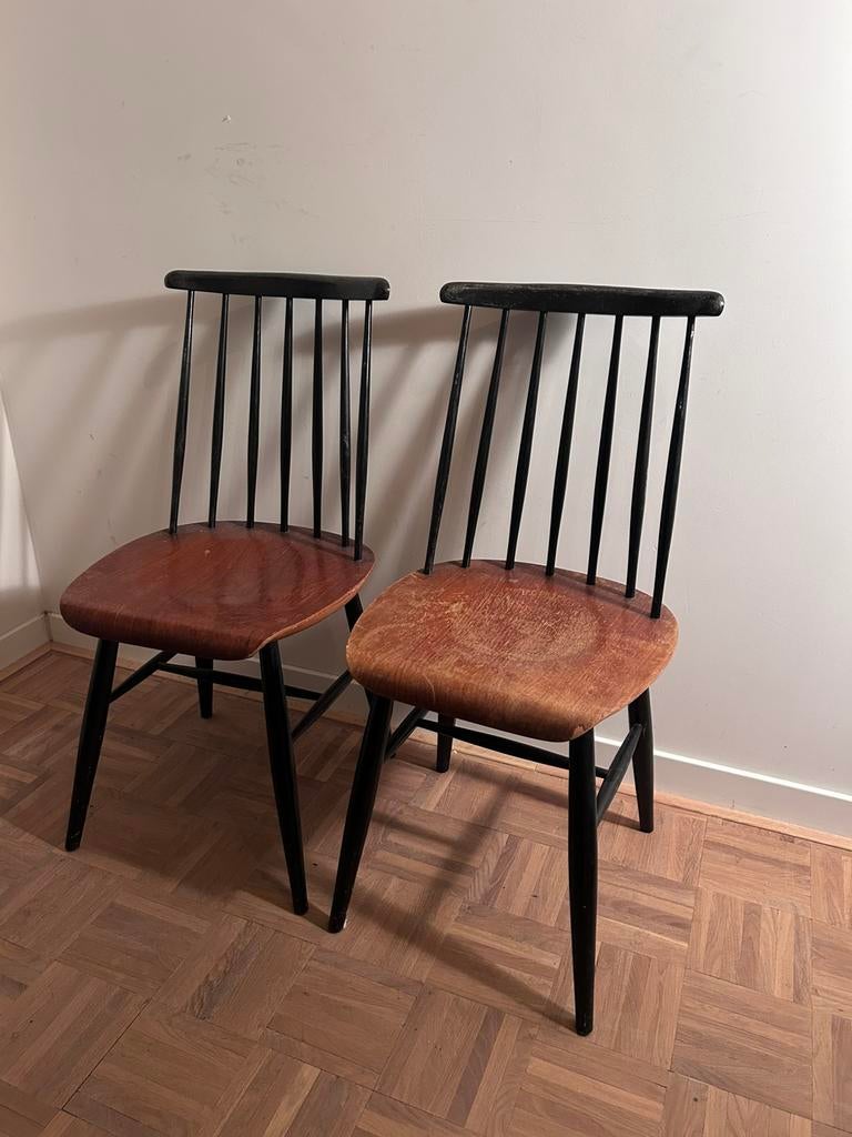 Scandinavisch Tapiovaara stoelen | Retro | Vintage, Huis en Inrichting, Stoelen, Zo goed als nieuw, Twee, Hout, Zwart, Ophalen