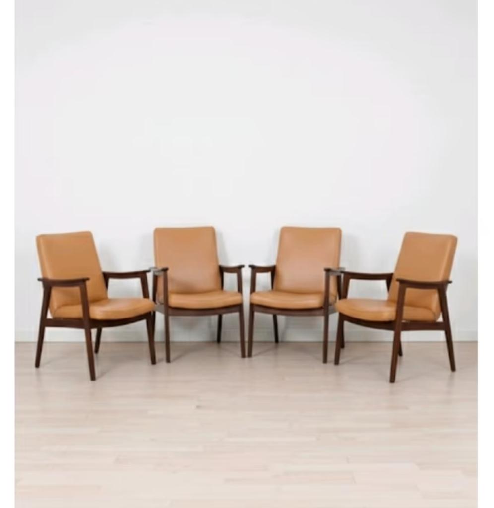 Vintage Mid-Century Teak Stoelen – 4 Designer Stukken, Gebruikt, Verzenden, Vier, Hout