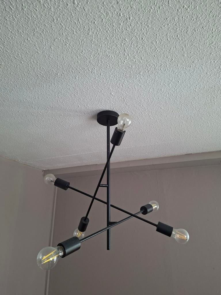 2 hanglampen voor 6 peertjes zwart, Huis en Inrichting, Lampen | Hanglampen, Ophalen, Zo goed als nieuw, Metaal, 50 tot 75 cm