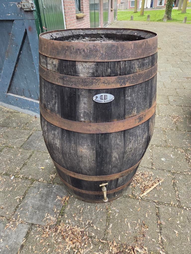 Wijnvat regenton van barrel attelier met kraan, Tuin en Terras, 150 liter of meer, Ophalen, Hout