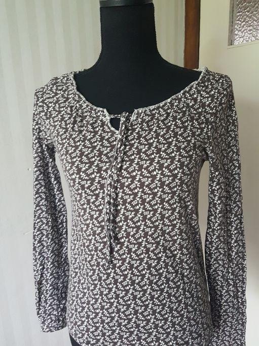 Boho bohemian stijl bruin witte Boysen's top, carmen hals S, Kleding | Dames, Tops, Gedragen, Maat 36 (S), Bruin, Lange mouw, Verzenden