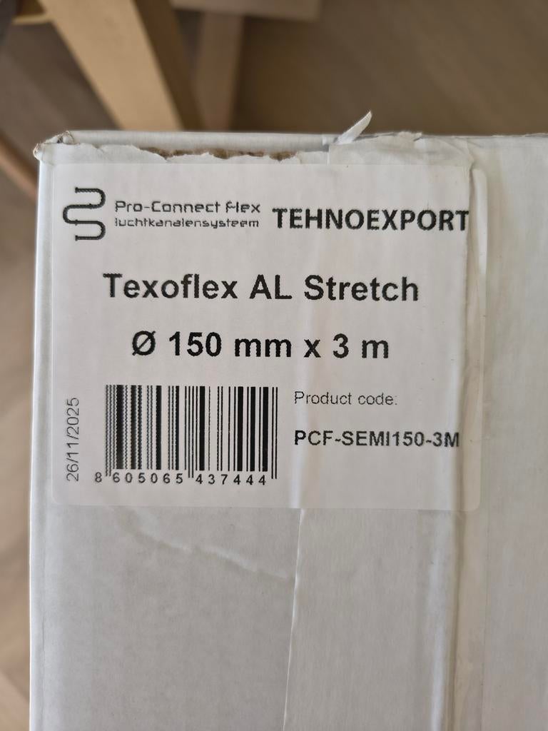 Flexibele aluminium buis Ø 150 mm x 3 m - Nieuw, Afvoer, 2 tot 4 meter, Ophalen of Verzenden, 80 mm of meer