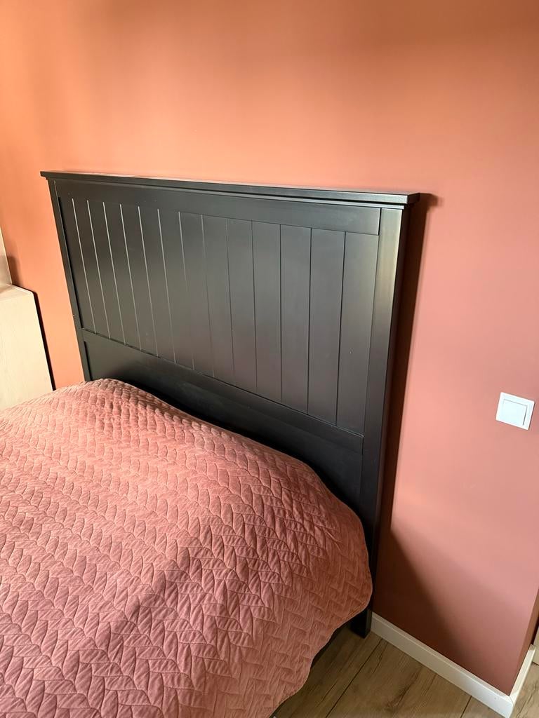 Zwart IKEA bed 160x200, Huis en Inrichting, Slaapkamer | Bedden, Ophalen, Gebruikt, Zwart, Tweepersoons