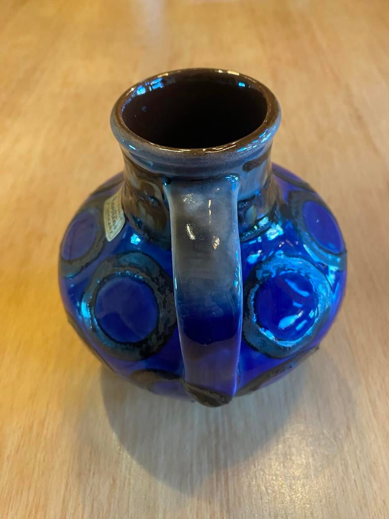 West Germany blauwe vaas 15cm, Ophalen of Verzenden