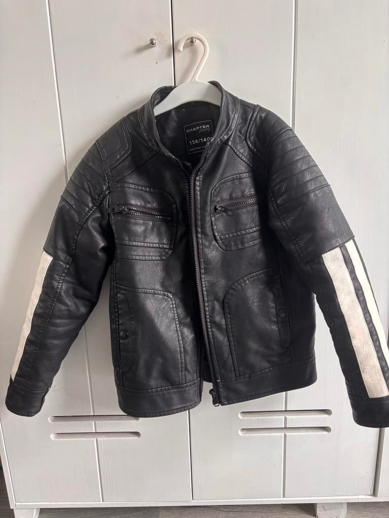 Stoere leren jack van Chapter Young - Maat 134/140, Kinderen en Baby's, Kinderkleding | Maat 134, Ophalen of Verzenden, Gebruikt