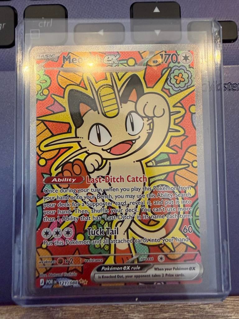 Meowth 121/080 Pokémon kaart, Ophalen of Verzenden, Zo goed als nieuw, Losse kaart, Foil