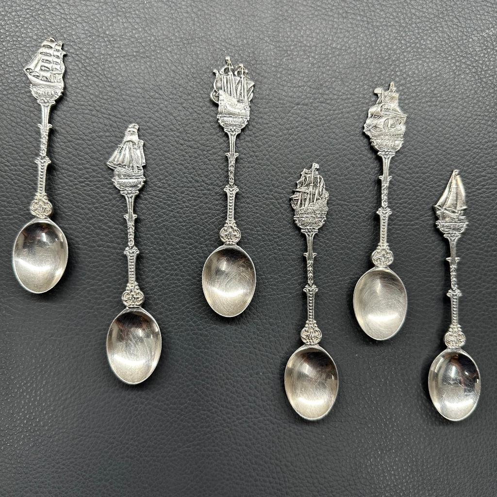 Verzilverde DE lepeltjes Nederlandse historische schepen, Antiek en Kunst, Ophalen of Verzenden