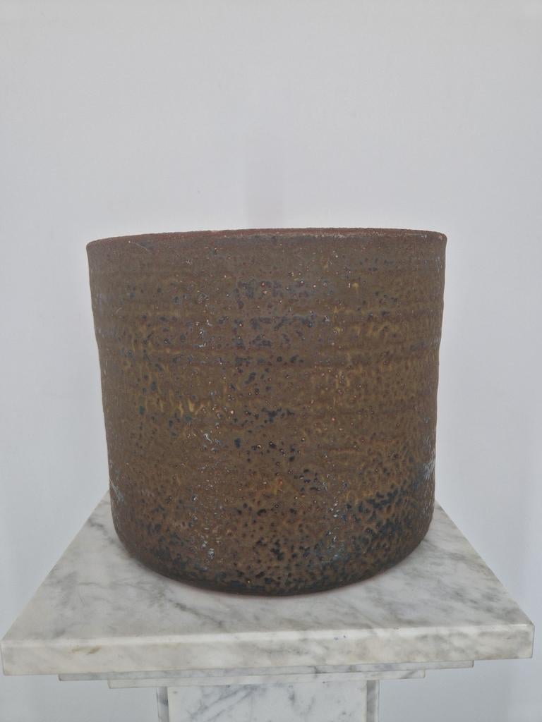 Mobach Utrecht Studio Keramiek Bloempot – Lava Glazuur, Rond, Ophalen of Verzenden, Aardewerk, Nvt