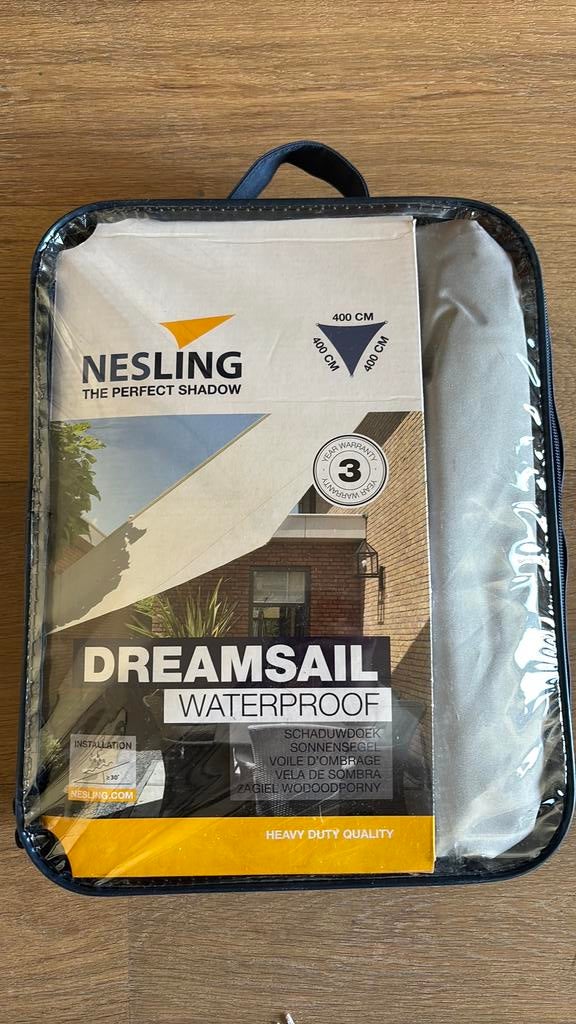 Nesling dreamsail schaduwdoek driehoek 4x4x4 NIEUW, Tuin en Terras, Schaduwdoeken, Ophalen of Verzenden, Nieuw