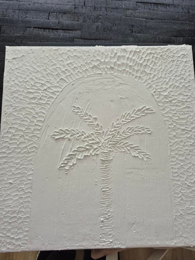 Handgemaakte palmboom structuur pasta op canvas 50x50, Antiek en Kunst, Ophalen