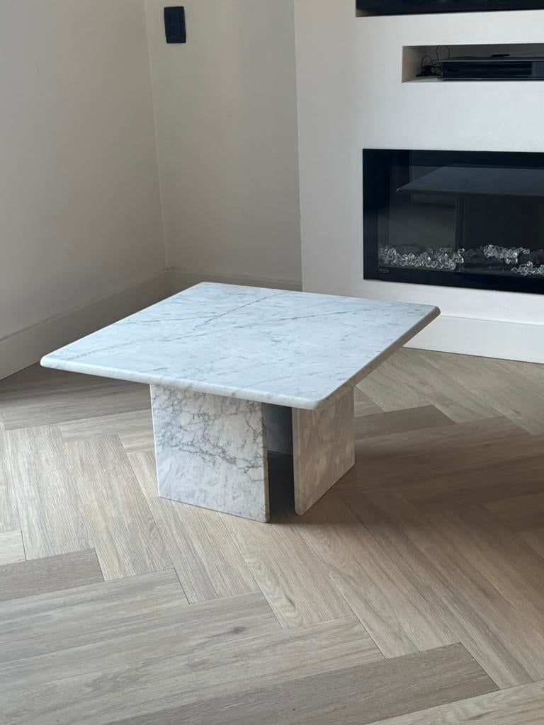 Carrara Marmeren Salontafel – Tijdloos Design, Overige materialen, 50 tot 100 cm, Travertin japandi vintage marmeren natuursteen