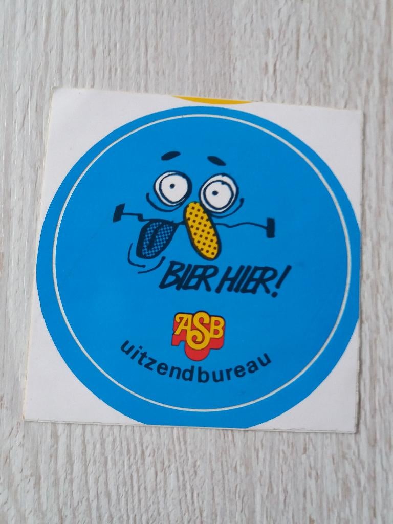 sticker BIER HIER ! ASB uitzendbureau, Ophalen of Verzenden, Zo goed als nieuw, Bedrijf of Vereniging