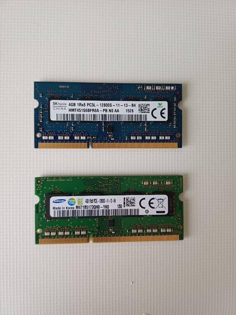 2x 4GB DDR3L SODIMM Laptop Geheugen (Samsung en Hynix), Computers en Software, RAM geheugen, Gebruikt, DDR3, Ophalen of Verzenden