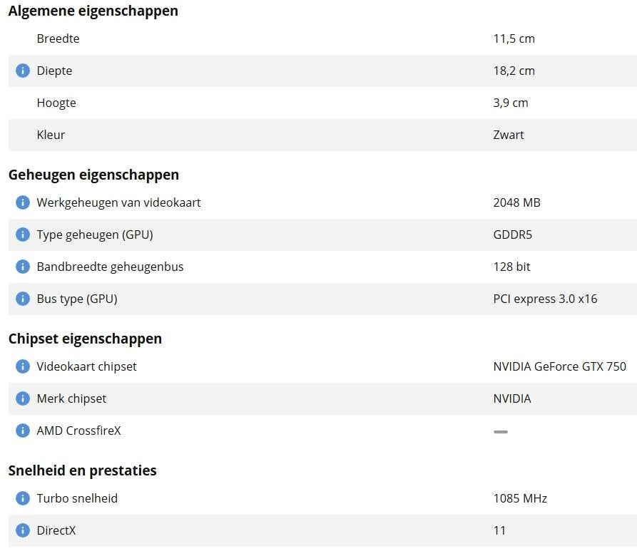 Asus GTX 750 TI grafische kaart, Computers en Software, Videokaarten, PCI-Express 3, HDMI, Ophalen of Verzenden, Nvidia
