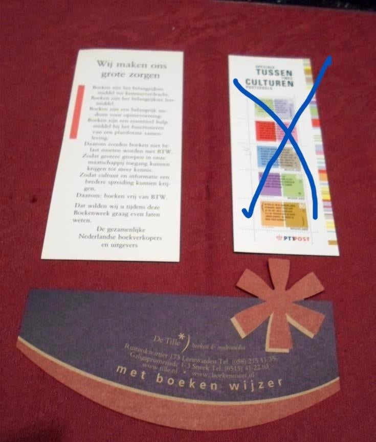 2 Bladwijzers Boekenleggers / Boekverkoper / Tille Lwd., Verzamelen, Ophalen of Verzenden, Zo goed als nieuw, Reclame