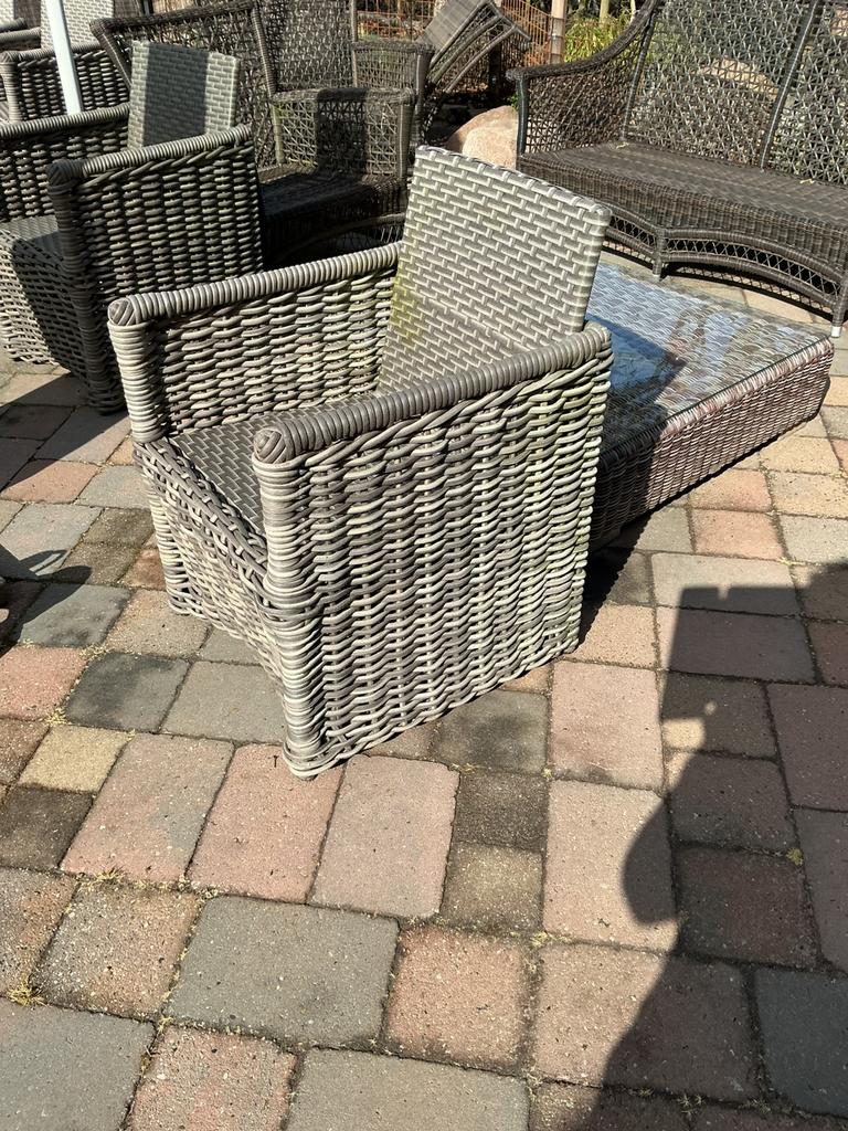 Applebee rieten stoelen,in perfecte staat met kussens, Overige materialen, 6 zitplaatsen, Ophalen of Verzenden, Zo goed als nieuw