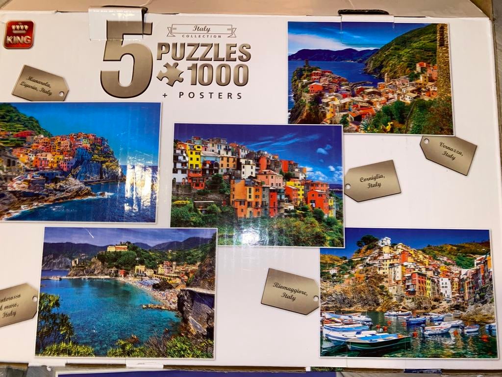 Puzzel Italy Collection 5x 1000 puzzels in nieuw staat, Ophalen of Verzenden, 500 t/m 1500 stukjes, Zo goed als nieuw