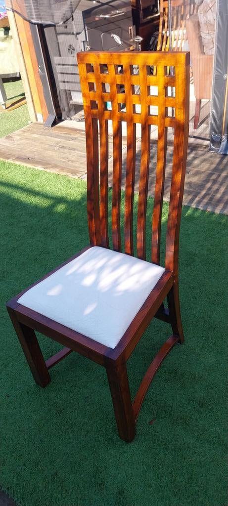 6 Koloniale Eettafel Stoelen, Huis en Inrichting, Stoelen, Gebruikt, Bruin, Koloniaal, Ophalen of Verzenden