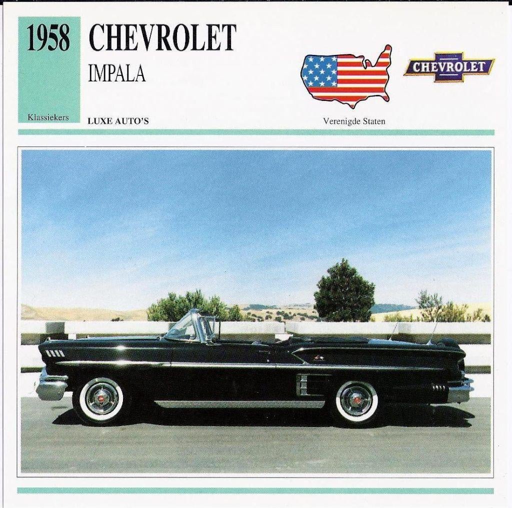 F23 autokaart chevrolet impala 1958, Ophalen of Verzenden, Gebruikt, Auto's