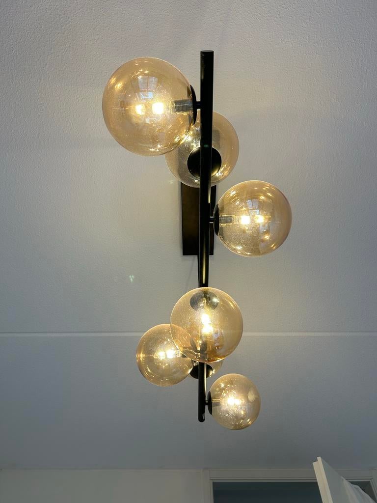Plafond hanglamp met glazen bollen, Ophalen, Zo goed als nieuw, Glas, 50 tot 75 cm