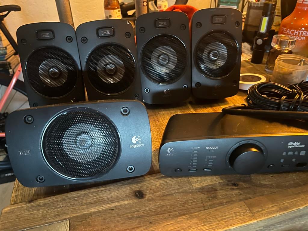 Logitech Z-906 THX 5.1 Surround Sound Systeem, Overige merken, Gebruikt, Ophalen of Verzenden, Complete surroundset