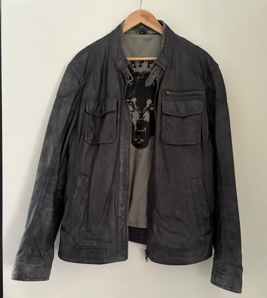 Nieuwe leren jas XL Lamsleer merk Trapper Koenig Leather, Kleding | Heren, Ophalen of Verzenden, Nieuw, Maat 56/58 (XL), Grijs