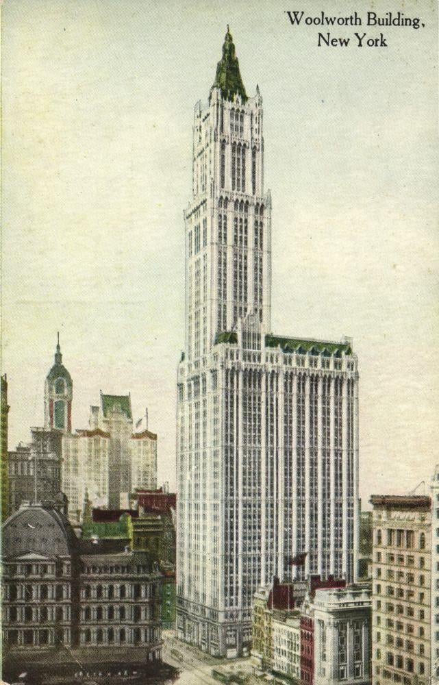 Amerika, NEW YORK, N.Y., Woolworth (1930s) Ansichtkaart, Ophalen of Verzenden, 1920 tot 1940, Ongelopen, Buiten Europa