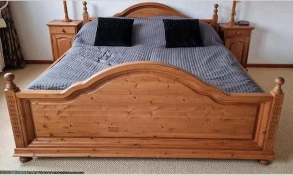 Grenen Tweepersoonsbed ombouw, Huis en Inrichting, Slaapkamer | Bedden, Ophalen, Gebruikt, Tweepersoons, 180 cm