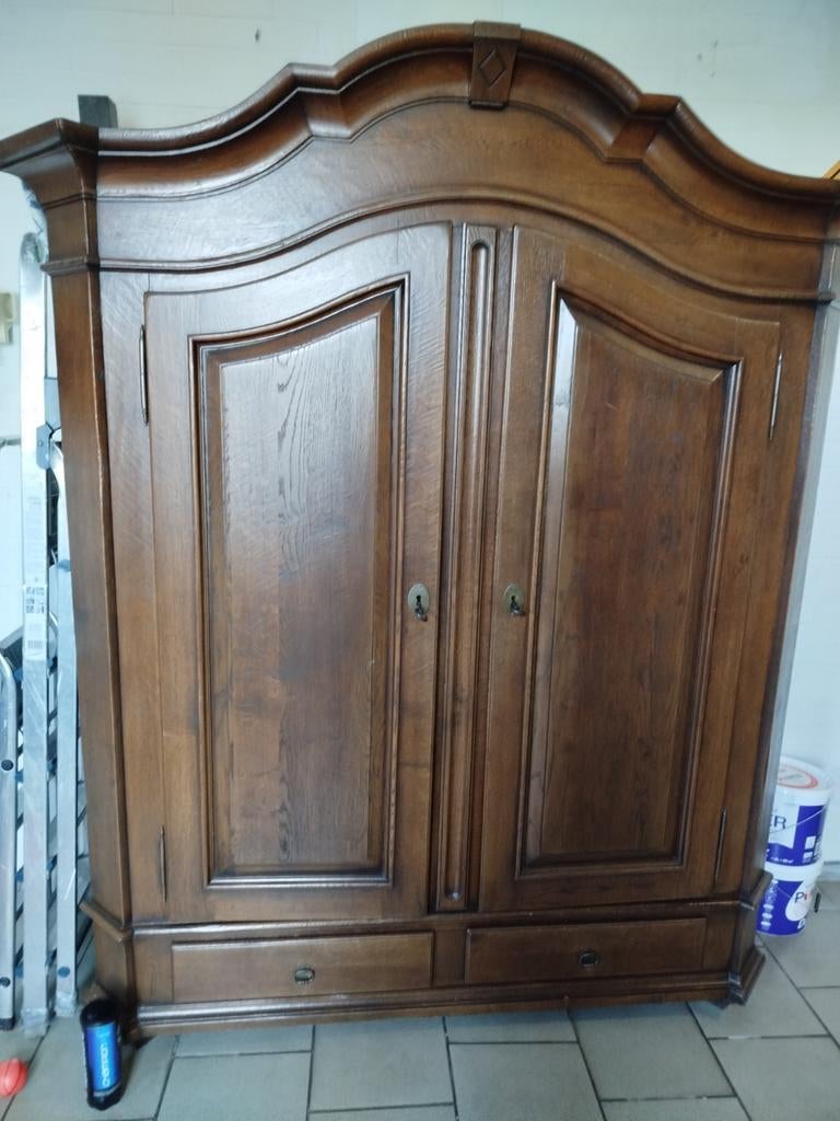 Eiken kast met twee deuren en lades, Antiek en Kunst, Antiek | Meubels | Kasten, Ophalen