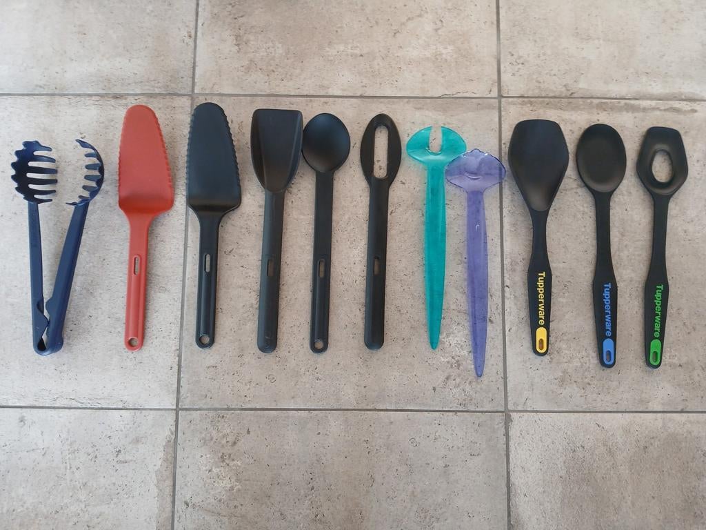 Tupperware taartschep, spatel,opscheplepel, pastatang, lepel, Huis en Inrichting, Ophalen of Verzenden, Zo goed als nieuw, Groen