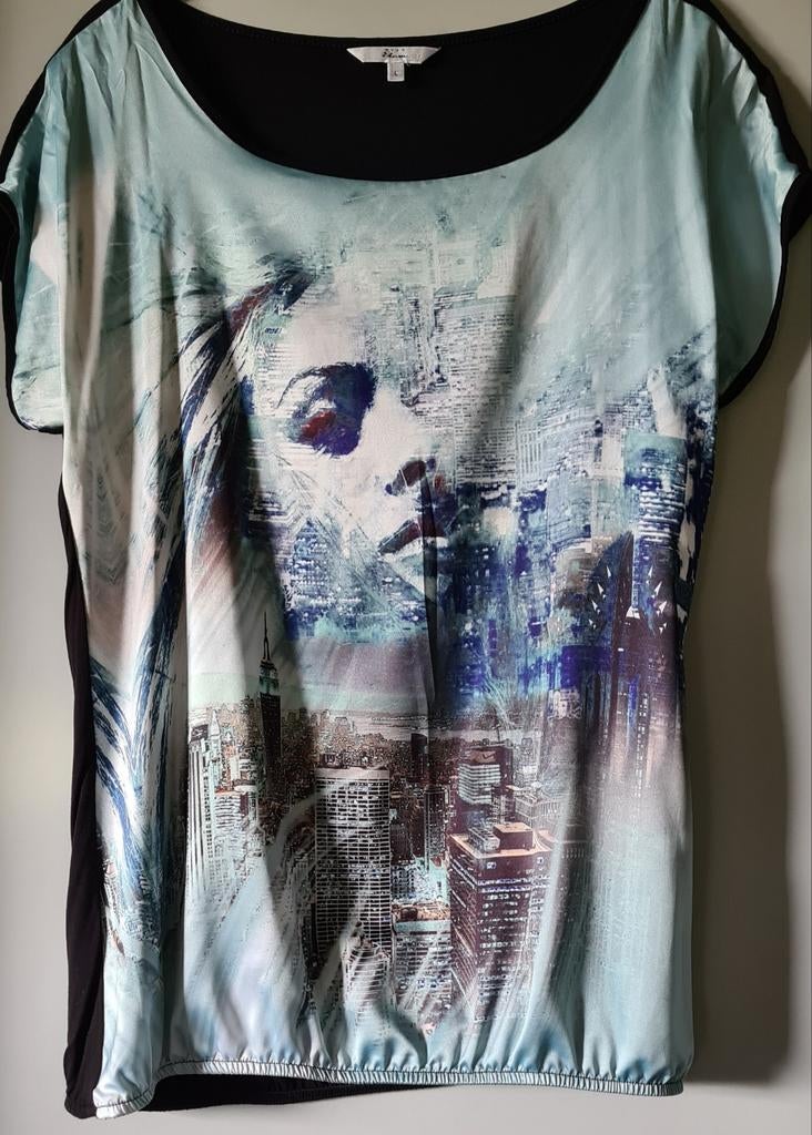 MISS ETAM T-shirt L met print, Ophalen of Verzenden, Zo goed als nieuw, Blauw, Korte mouw