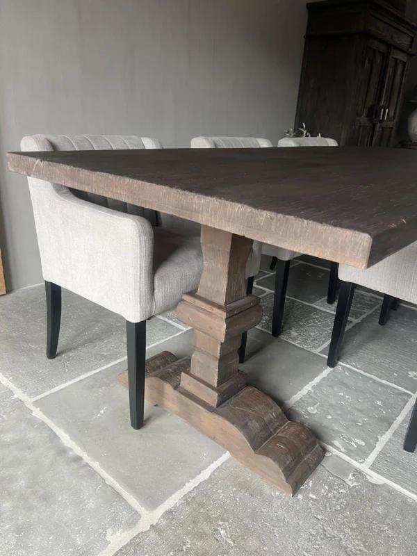 Stoere landelijke kloostertafel met dik blad - 240x100 cm, Huis en Inrichting, Tafels | Eettafels, Ophalen, Gebruikt, 100 tot 150 cm