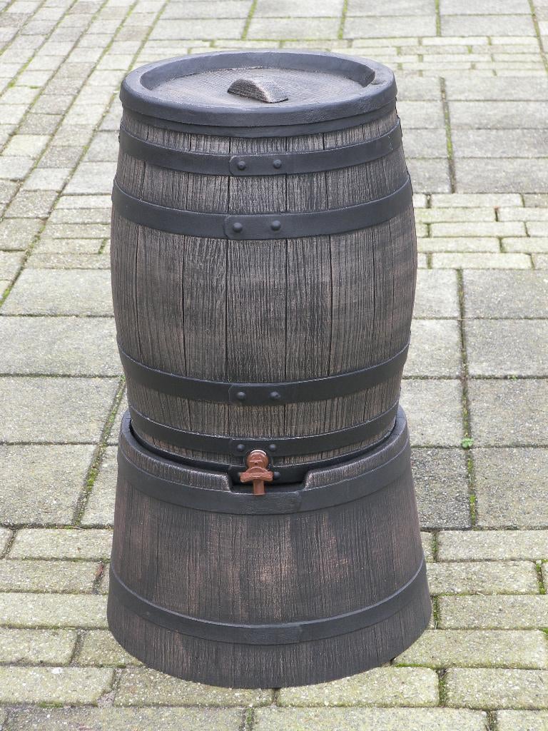 Regenton, kunststof 50 liter, houtlook, grijs en bruin., Tuin en Terras, Regentonnen, Ophalen, Kunststof, Met kraantje, Nieuw