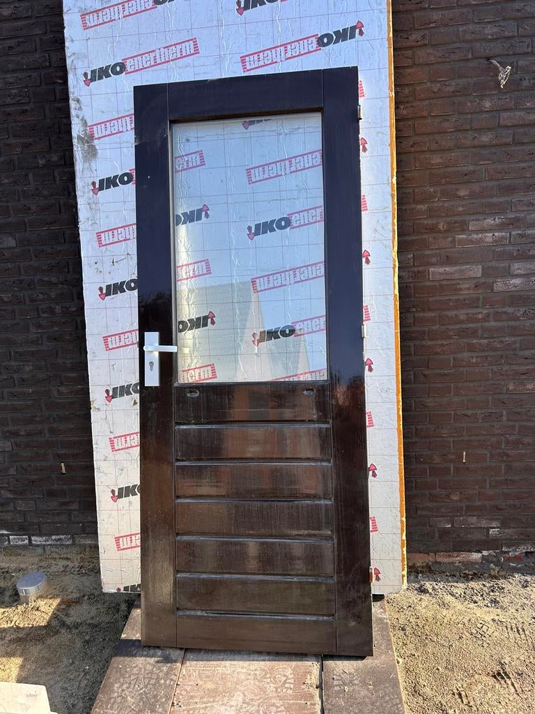 Hard houten achterdeur 201.5x81, Ophalen, Gebruikt, 80 tot 100 cm, Buitendeur