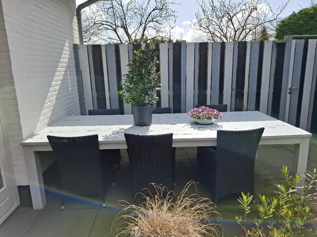 Zware Teakhouten tuintafel 300 x 122 cm I opknapper, Ophalen, Gebruikt, Rechthoekig, Teakhout