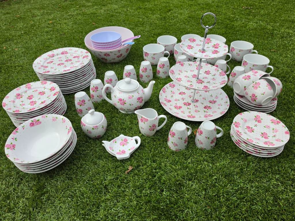 Compleet servies roosjes, Ophalen of Verzenden, Porselein, Overige stijlen