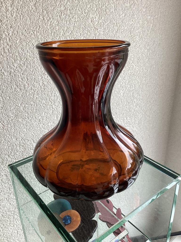 Leerdam Garlic hyacinten vaas A. D. Copier amber, Ophalen of Verzenden