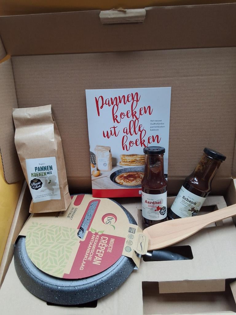 Pannenkoeken pakket: Pan, mix, sauzen postcode loterij nieuw, Ophalen of Verzenden, Nieuw