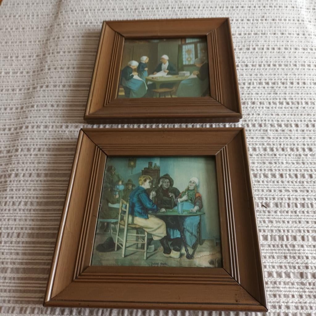 2 schilderijtjes, Antiek en Kunst, Kunst | Schilderijen | Klassiek, Ophalen of Verzenden