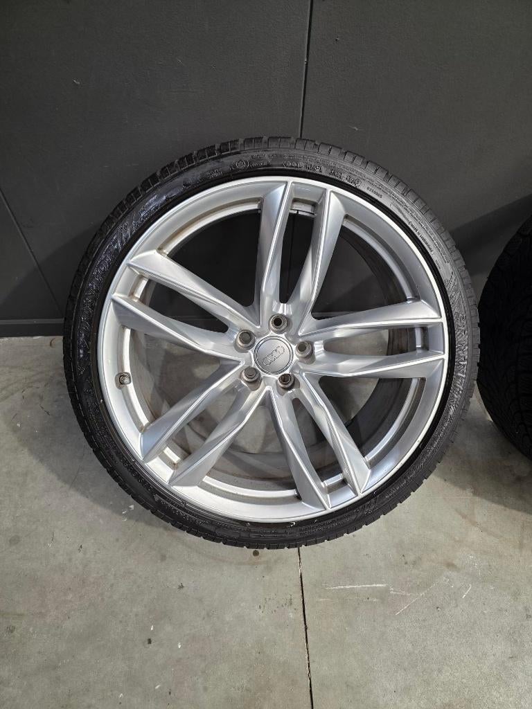 Set originele 21" Audi OEM S-Line velgen met winterbanden, Ophalen, Gebruikt, 285 mm, Banden en Velgen