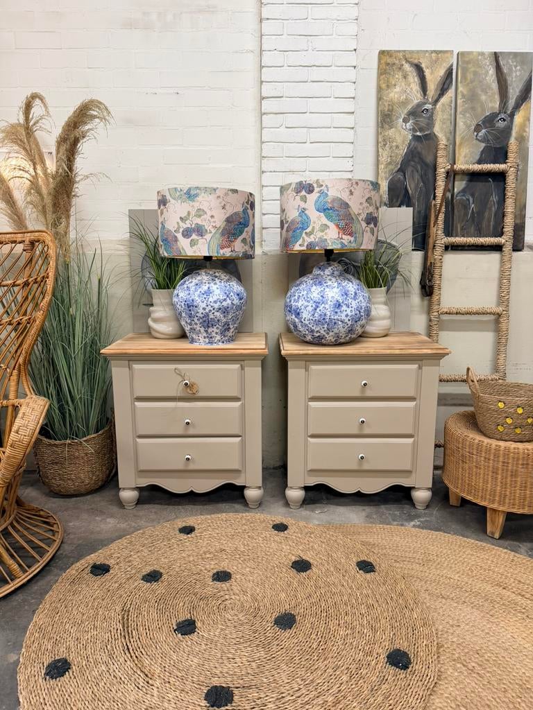 2 nachtkastjes halkastje buikkastje bijzettafels ladekast, Ophalen, 50 tot 100 cm, Zo goed als nieuw, Nvt