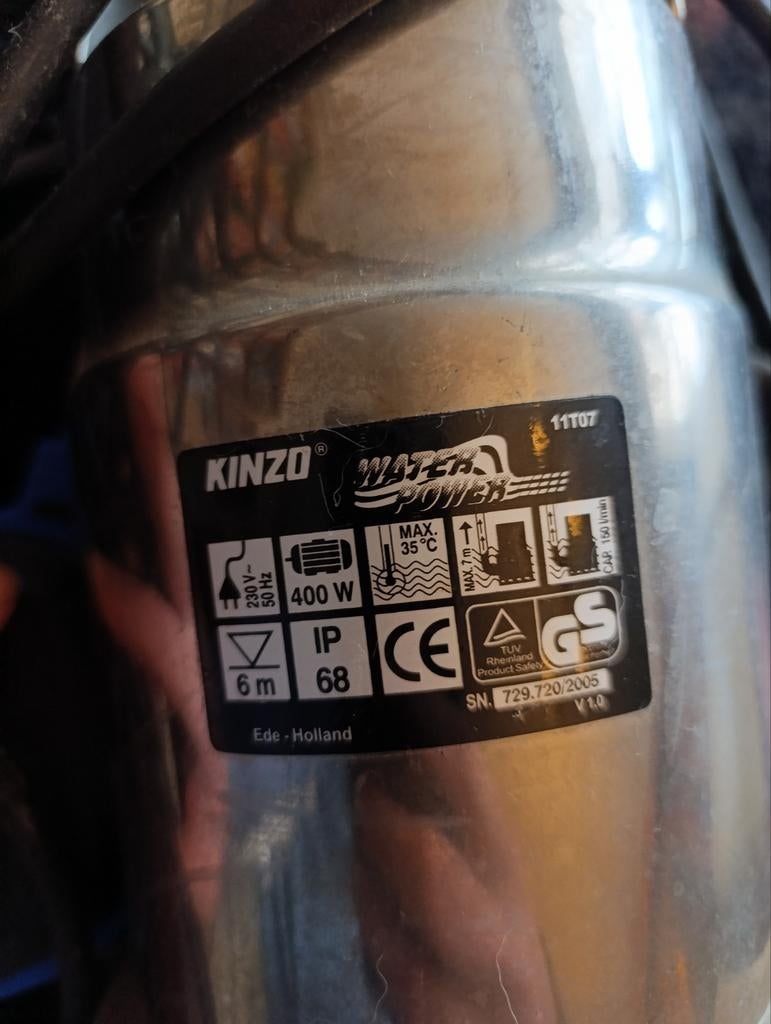 Kinzo Water Power Dompelpomp 400W, Ophalen, Gebruikt, Elektrisch, Dompelpomp