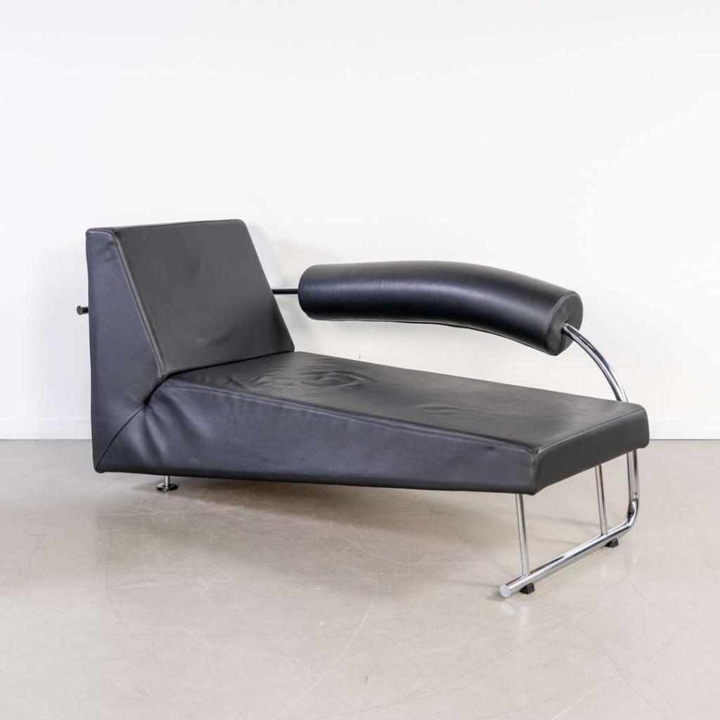 1x Gispen Karel Doornman Chaise Longue Leer – Chroom, Huis en Inrichting, Fauteuils, Niet ingevuld, Niet ingevuld, Leer, Ophalen of Verzenden