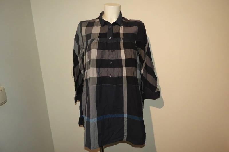 Burberry Brit tuniek in grote ruit blauw tinten deel knopenL, Overige kleuren, Verzenden, Maat 42/44 (L), Zo goed als nieuw