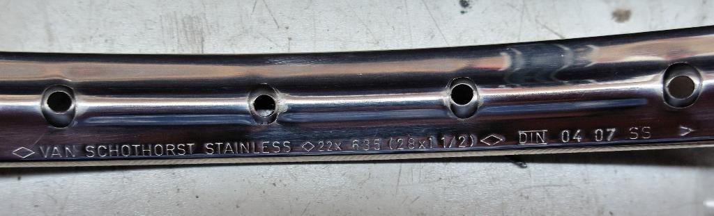 Van Schothorst RVS velg maat 22x635 (28x1 1,5), Fietsen en Brommers, Ophalen of Verzenden, Zo goed als nieuw, Wiel